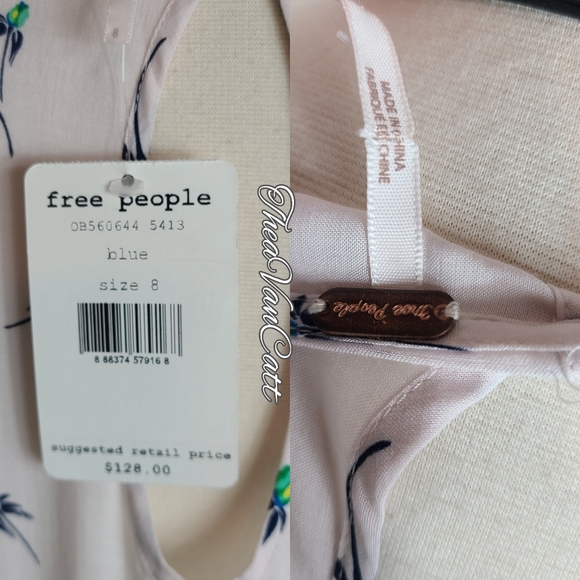 Free People ๐ธ floral rosebuds short sleeves shirt dress semi sheer size 8 NWT๐ธ - Picture 6 of 8